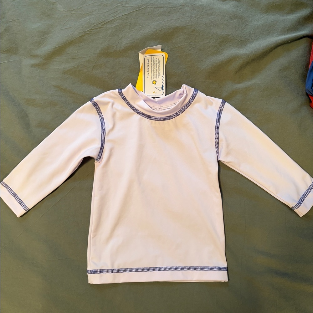 White rashguard navy stitching NWT Florence Eiseman 18-24M